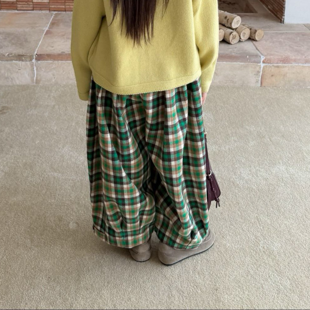 Kids Checkerboard Pattern Lantern Pants 