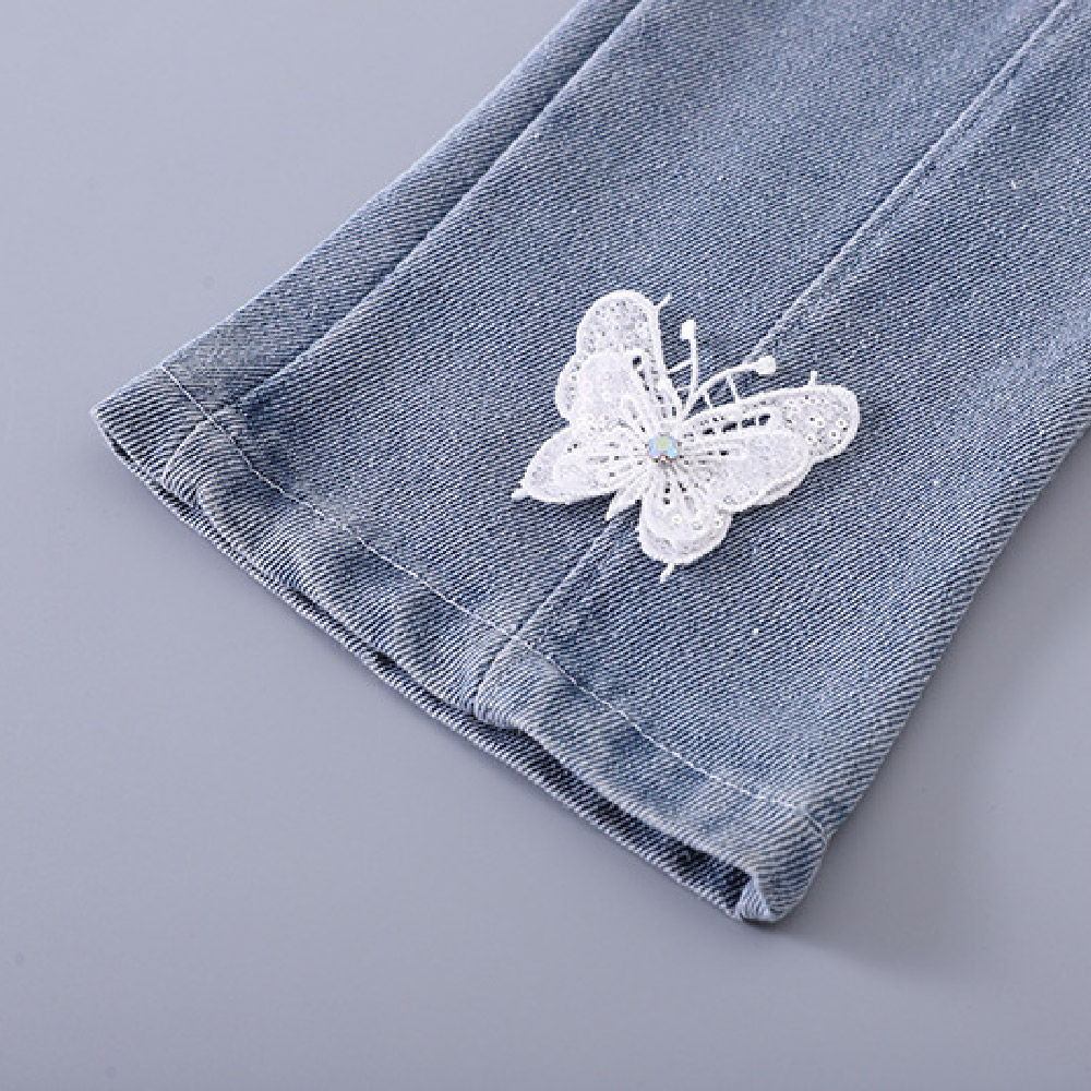 Kids Bow Sweatshirt and Denim Pants Set