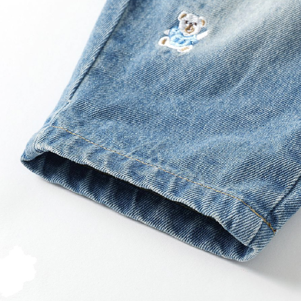 Baby & Kid Bear Embroidery Denim Pants