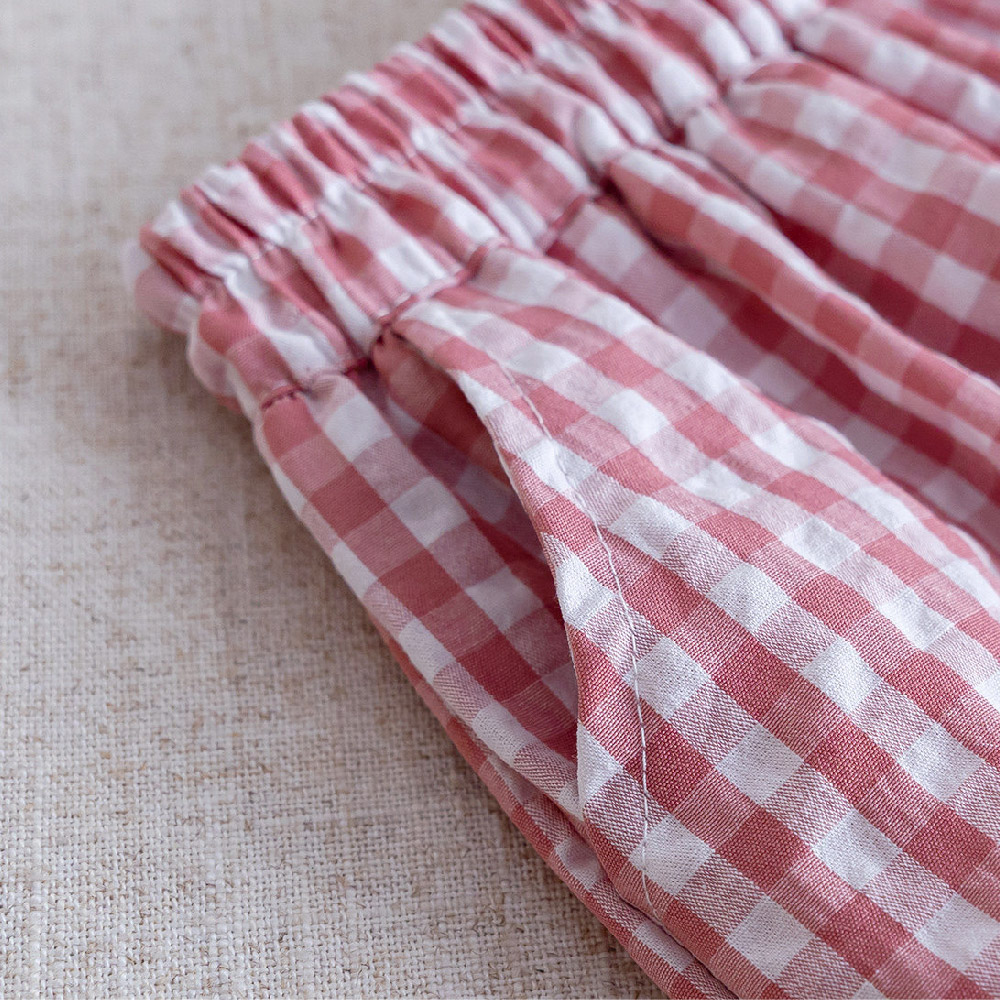 Kids Plaid Flower Loose Pants
