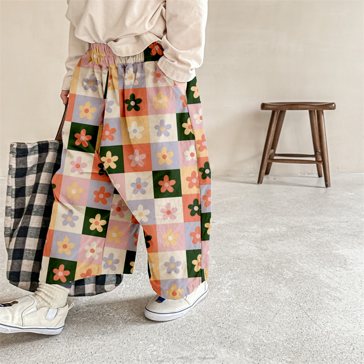Baby & Kids Flroals Plaid Pattern Pants