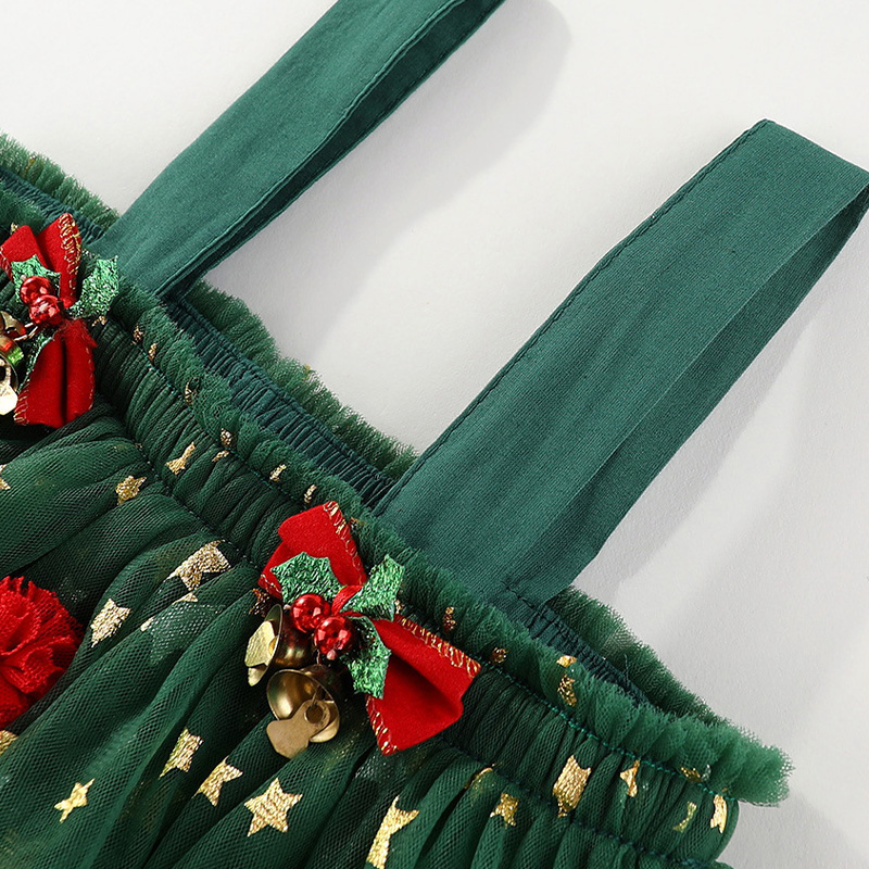 Toddler Green Tulle Colorful Bow Dress