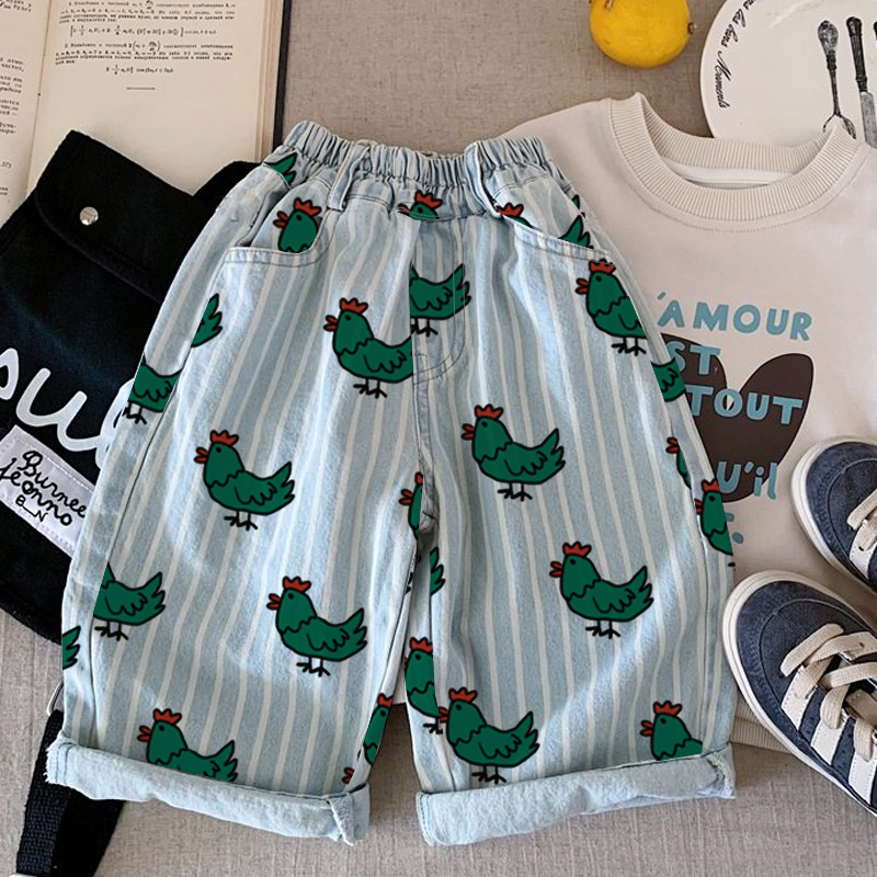 Baby & Kids Rooster Stripe Pattern Denim Pants