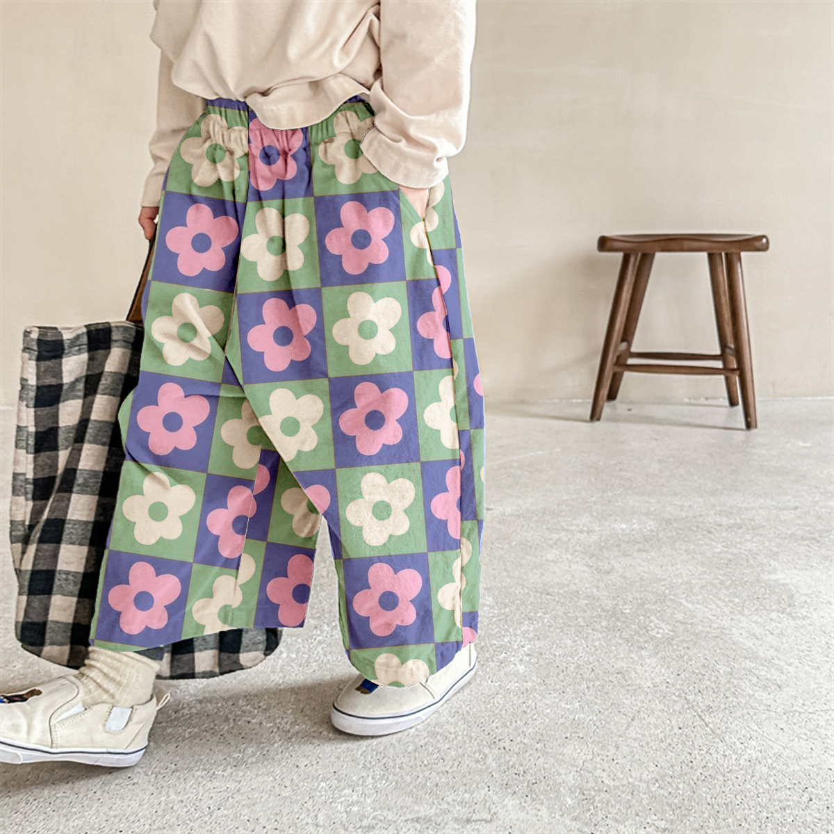 Baby & Kids Florals Plaid Pattern Pants