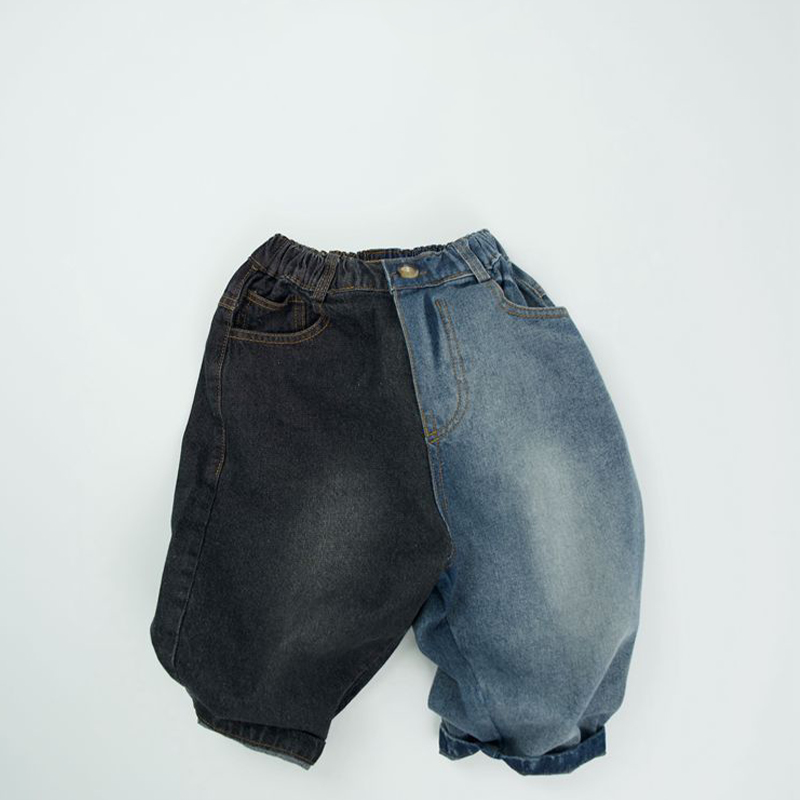 Toddler Black and Blue Patchwork Jeans