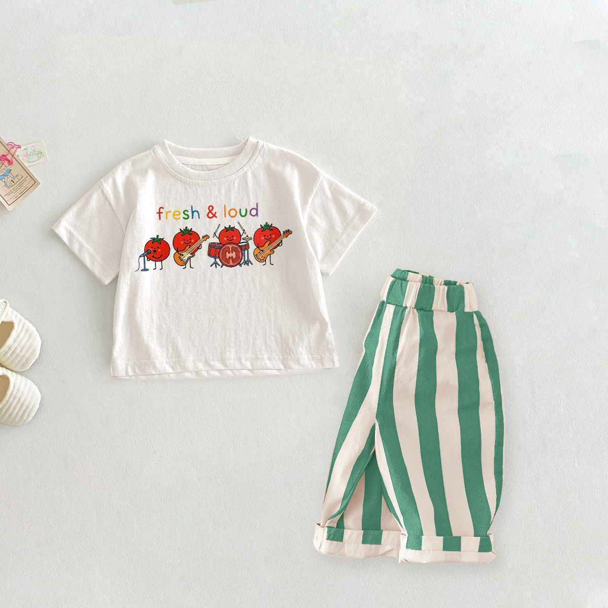FRESH & LOUD Baby Toddler Tomato Band Pattern 2 Piece Sets
