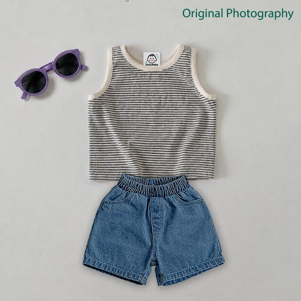 Baby & Kids Stripe Tee and Denim Shorts Sets
