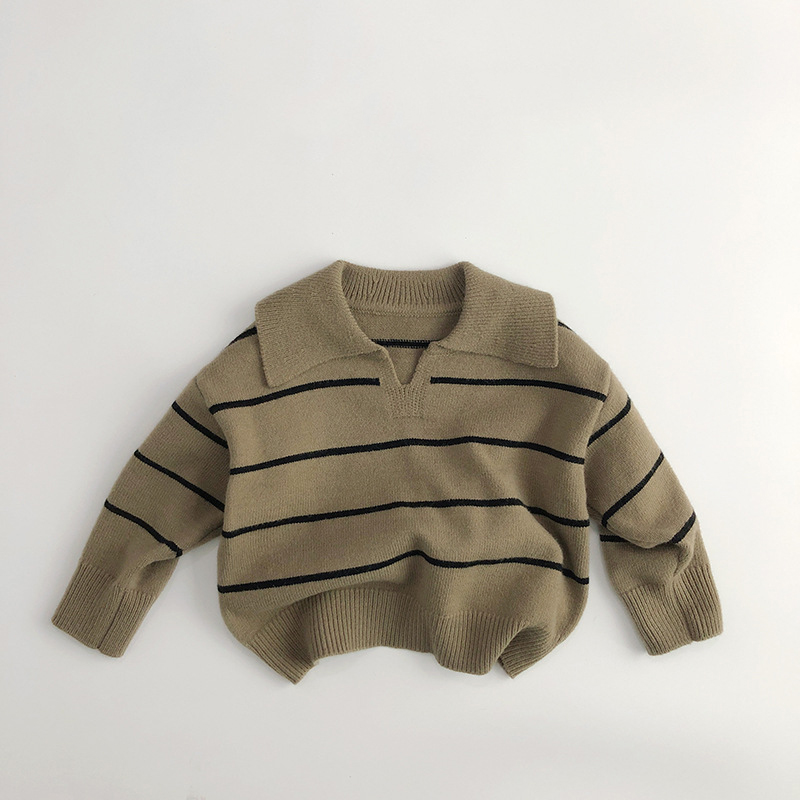 Toddler Striped Lapel Sweater