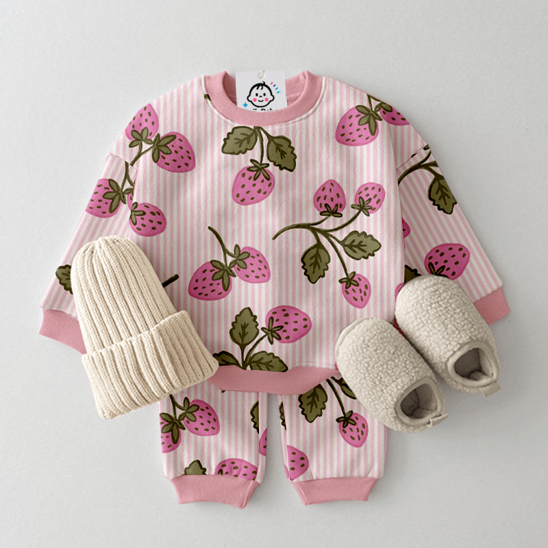Baby Toddler Strawberry Stripe Pattern 2-Piece Set