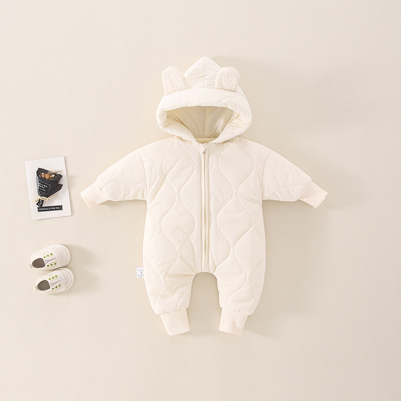 Baby Bear Hooded Quilted Romper