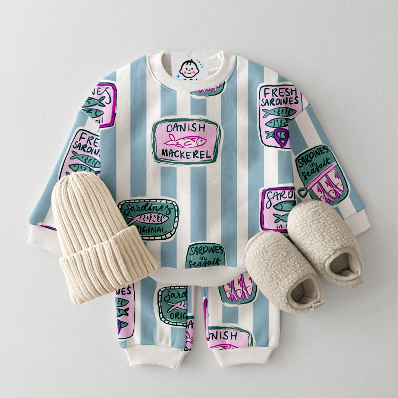 Baby Toddler Sardines Stripe Pattern 2-Piece Set