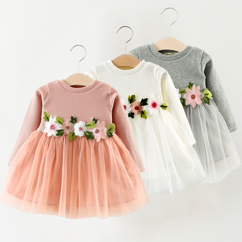 Baby Girls Waist Flower Patchwork Dress