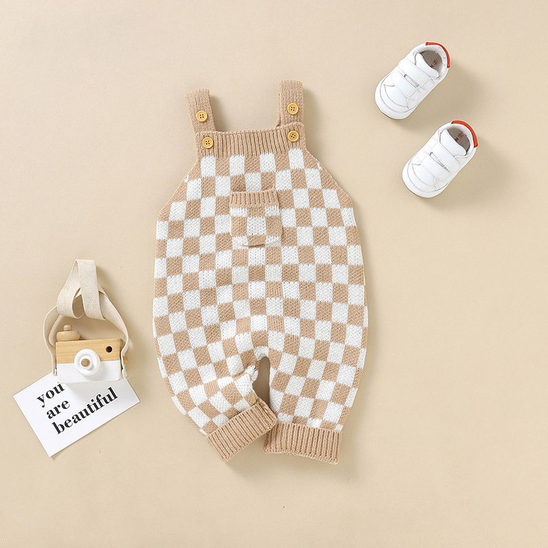 Baby Woven Checkerboard Overalls