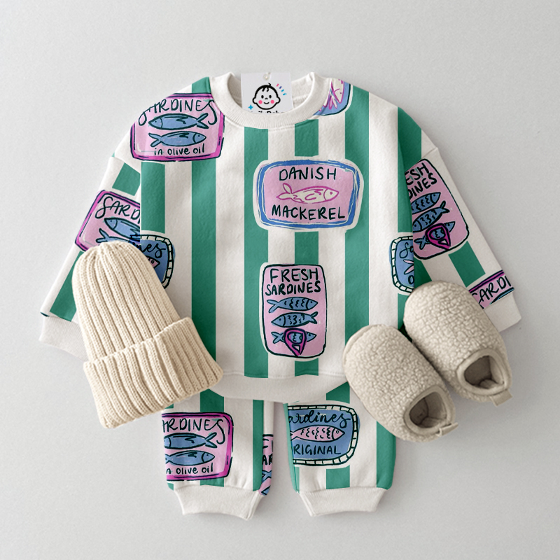 Baby Toddler Sardines Stripe Pattern 2-Piece Set