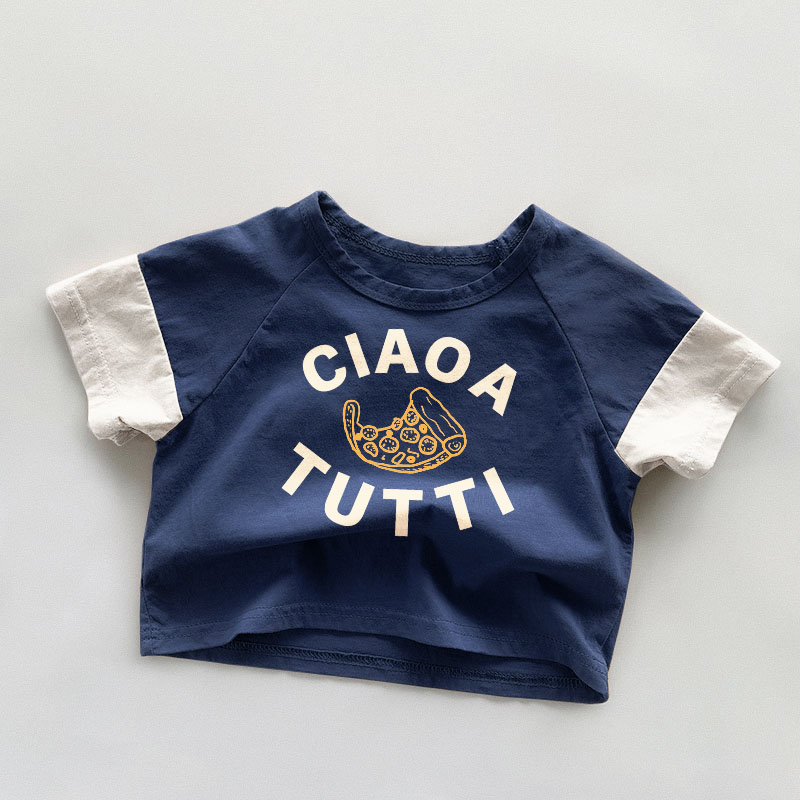 CIAO A TUTTI Baby & Kids Pizza Solid Color Casual T-Shirt