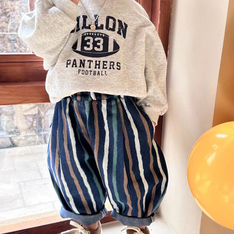 Toddler Colorful Vertical Striped Denim Pants