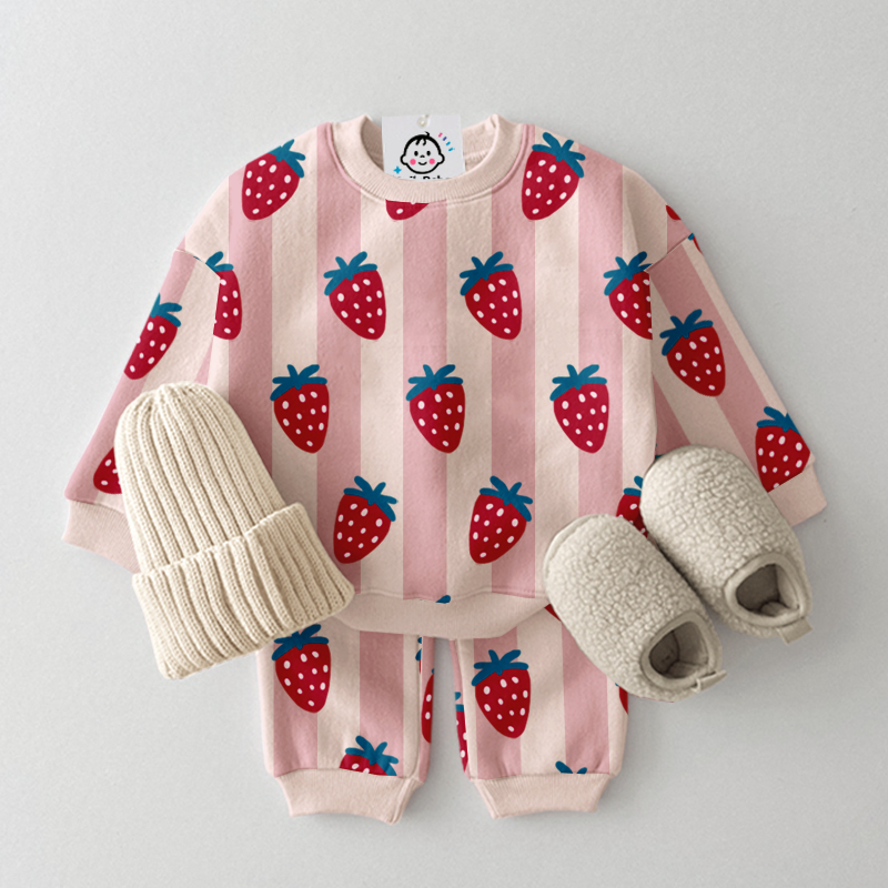 Baby Toddler Strawberry Stripe  2-Piece Set