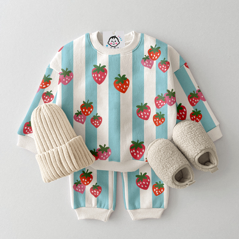 Baby Toddler Strawberry Stripe 2-Piece Set