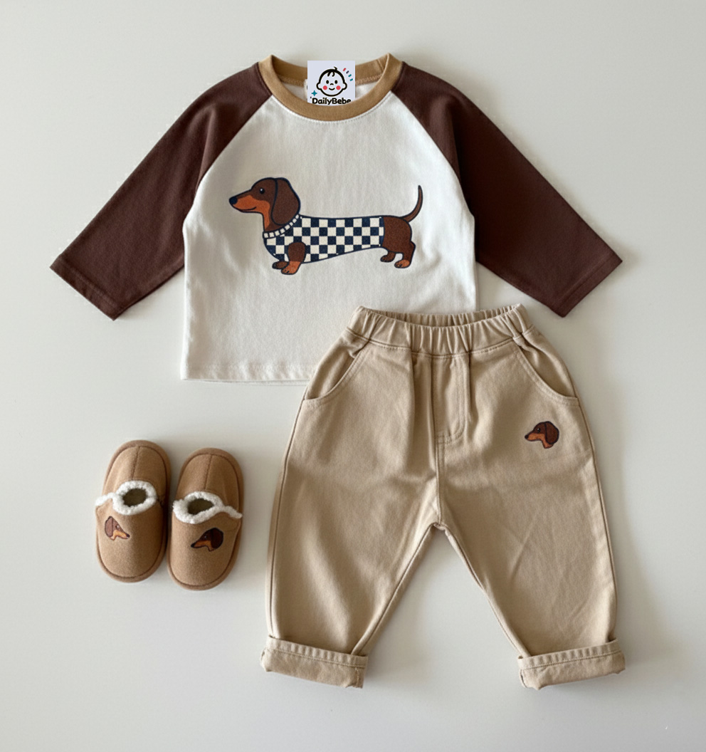  Baby & Kids Plaid Dog 2-Piece Set