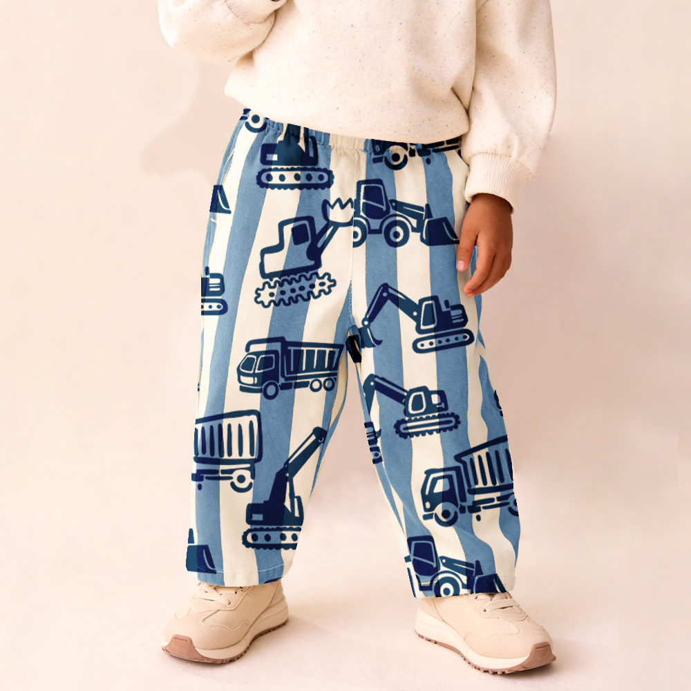 Baby & Kids Construction Truck Stripe Pants