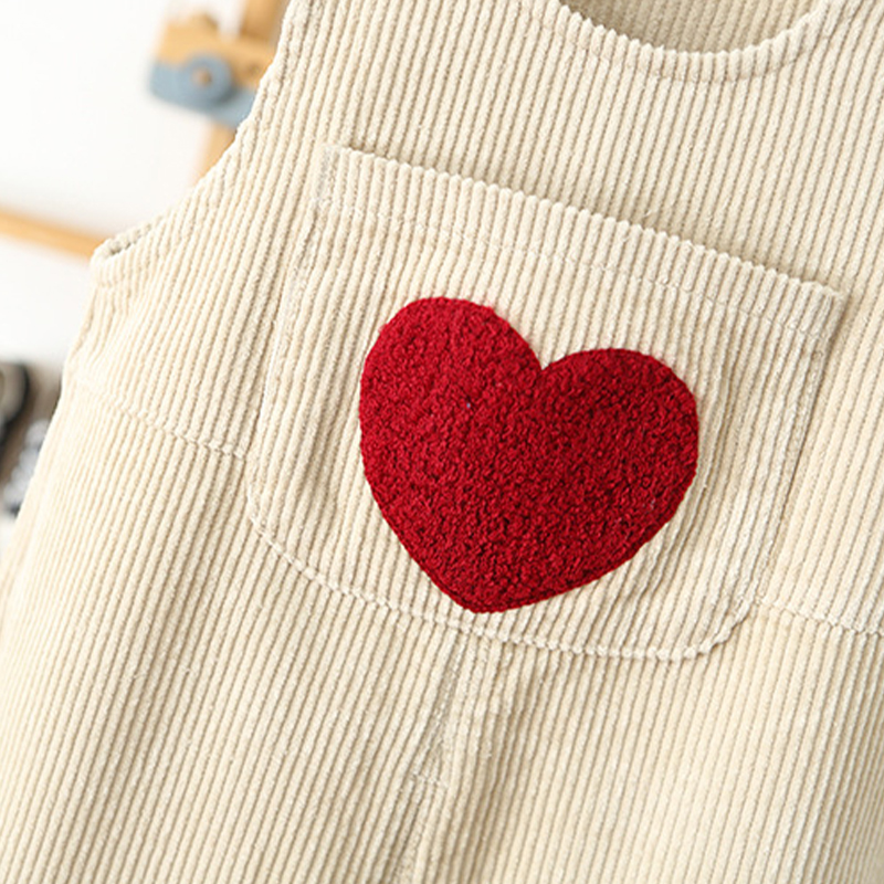 Baby Toddler Heart Corduroy Overalls