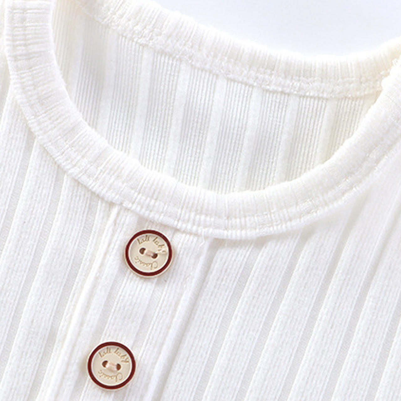 Baby Crew Neck Solid Color Ribbed Romper