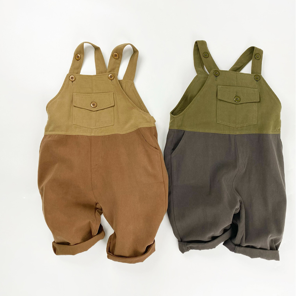 Toddler Kids Color-Blocked Overalls