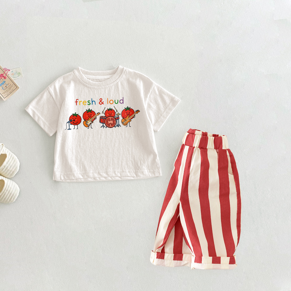 FRESH & LOUD Baby Toddler Tomato Band Pattern 2 Piece Sets