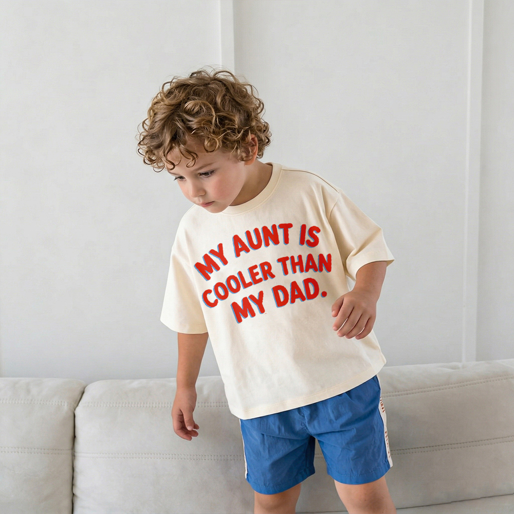 MY AUNT IS COOLER THAN MY DAD Baby & Kids Slogan Tee Shorts Set