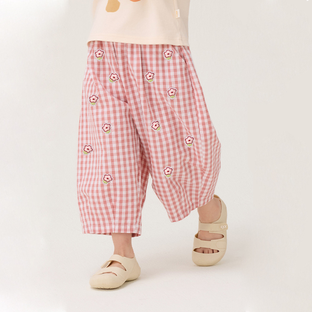 Baby & Kids Embroidered Flowers Plaid Pants