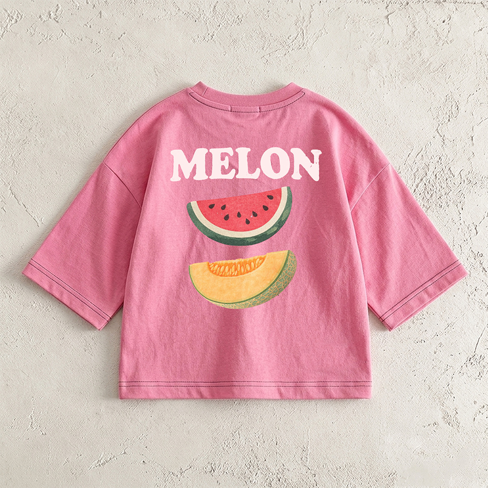 MELON Baby & Kids Watermelon Cantaloupe Front & Back T-Shirt (6M-12Y)