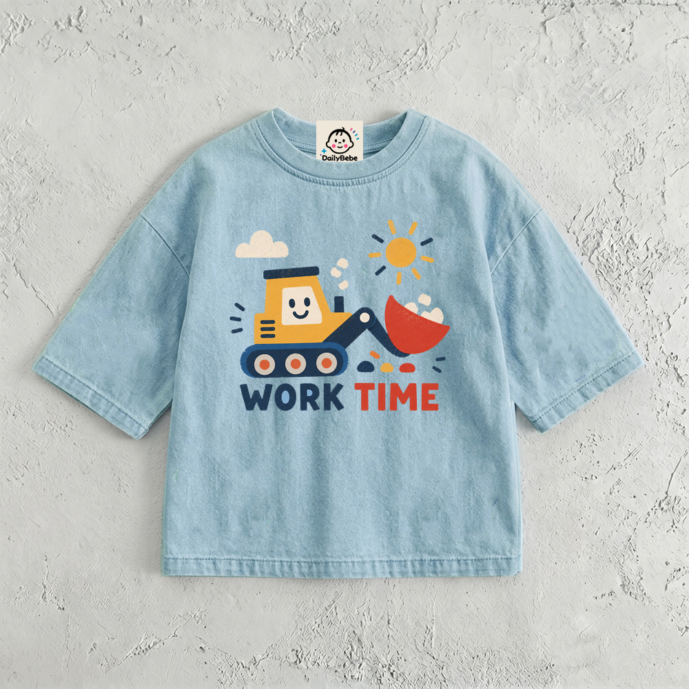 WORK TIME Baby & Kids Excavator Print Washed T-Shirt (6M-11Y)