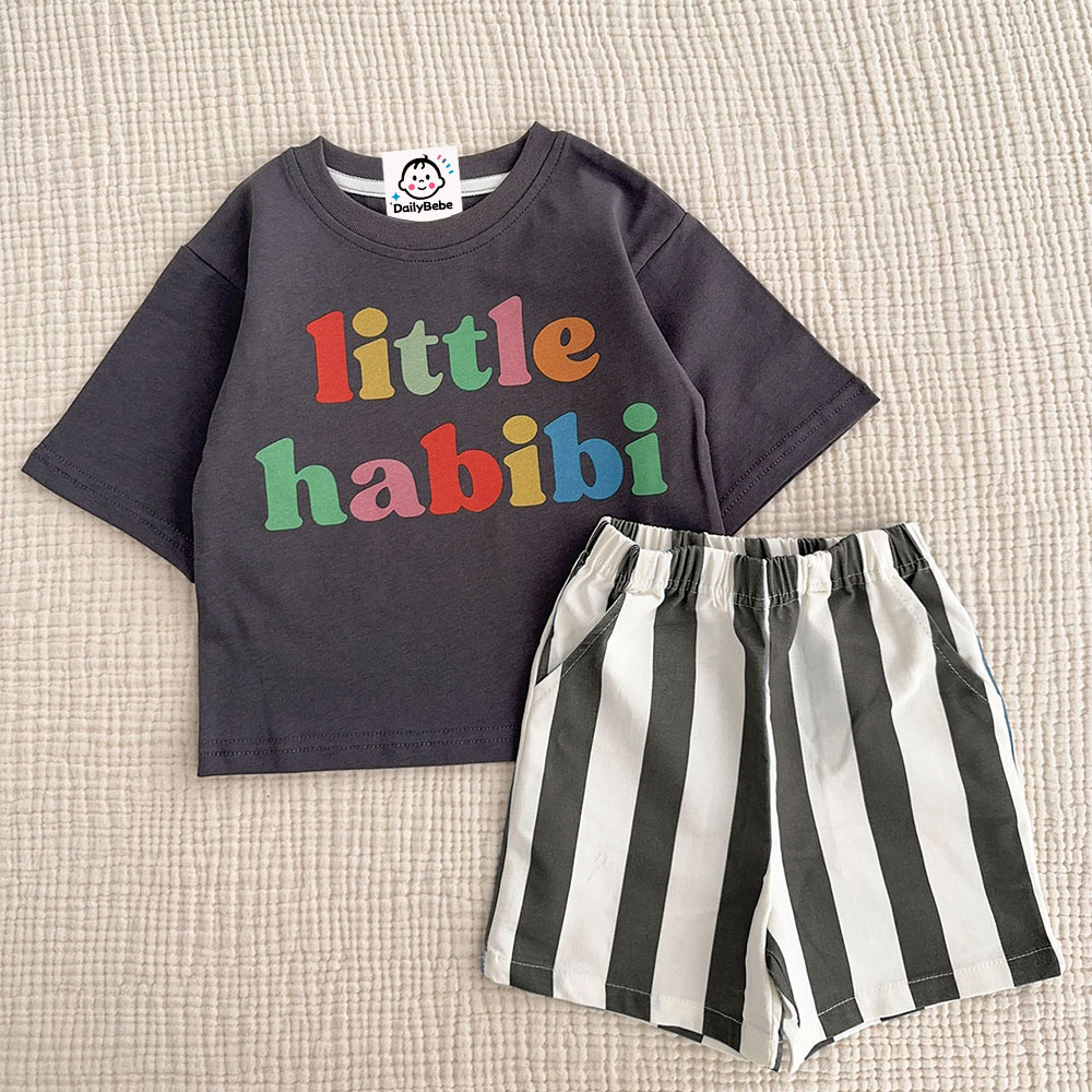 LITTLE HABIBI Baby & Kids Slogan T-Shirt and Shorts Sets