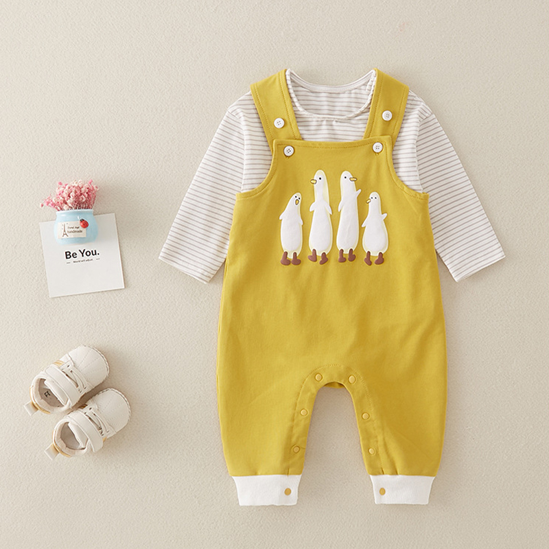 Baby 2-Piece Penguin Striped Yellow Set