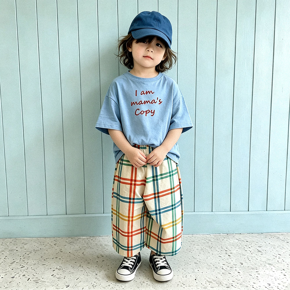 I AM MAMA'S COPY Baby & Kids Colorful Plaid 2 Piece Set