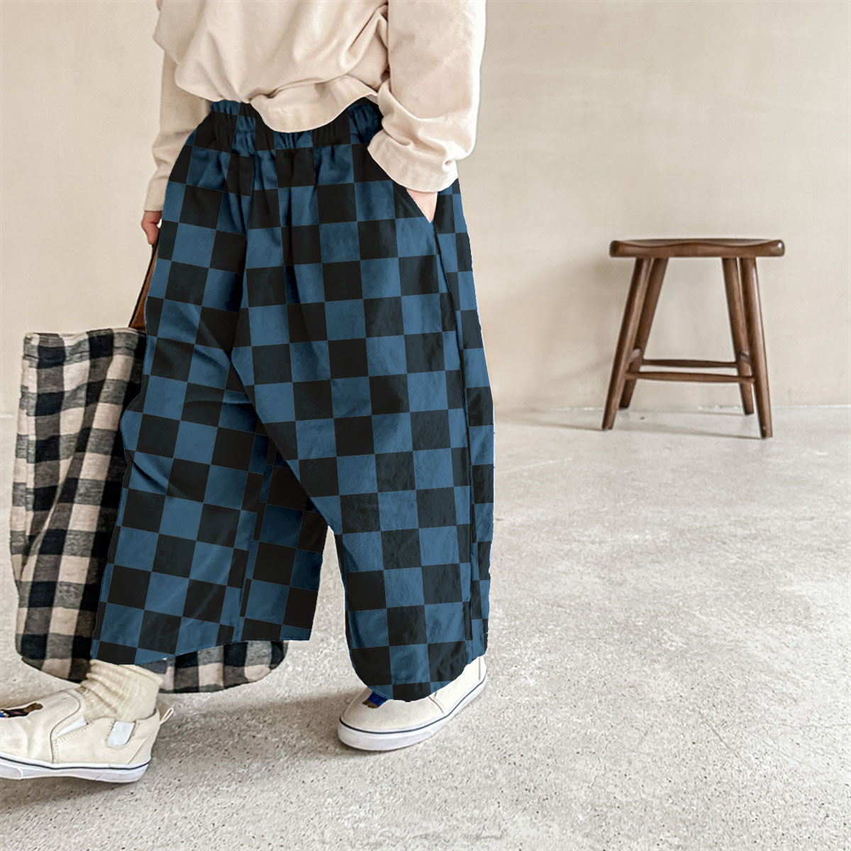 Baby & Kids Blue Check Pattern Pants