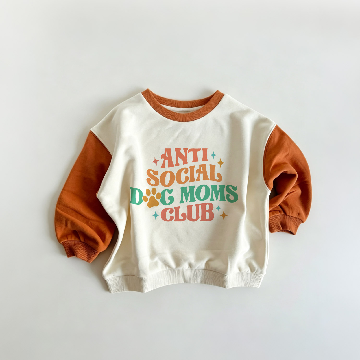 ANTI SOCIAL DOG MOMS CLUB Baby & Kids Color Blocking ​​Sleeves Sweatshirt