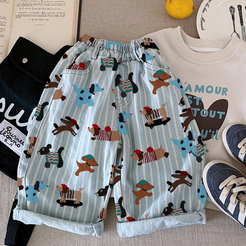 Baby & Kids Dogs Pattern Denim Pants