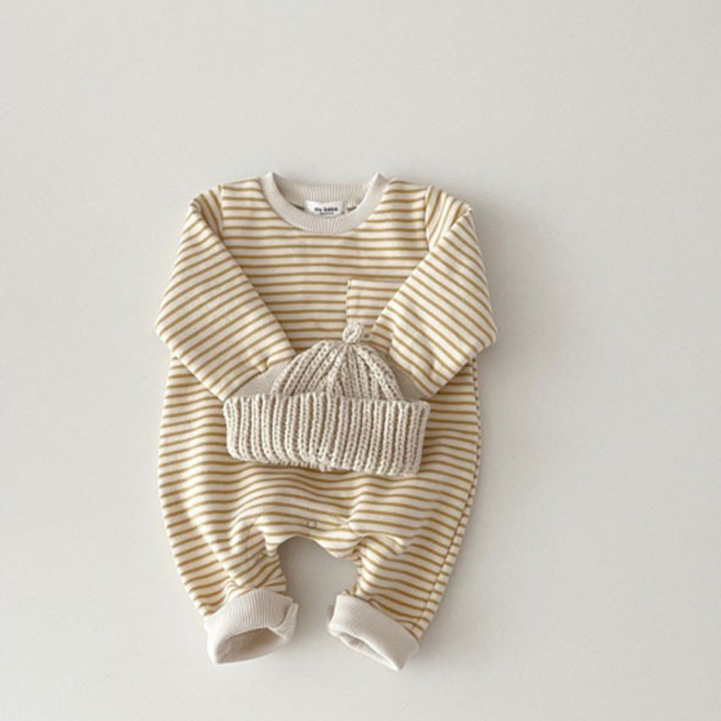 Baby Round Neck Striped Romper
