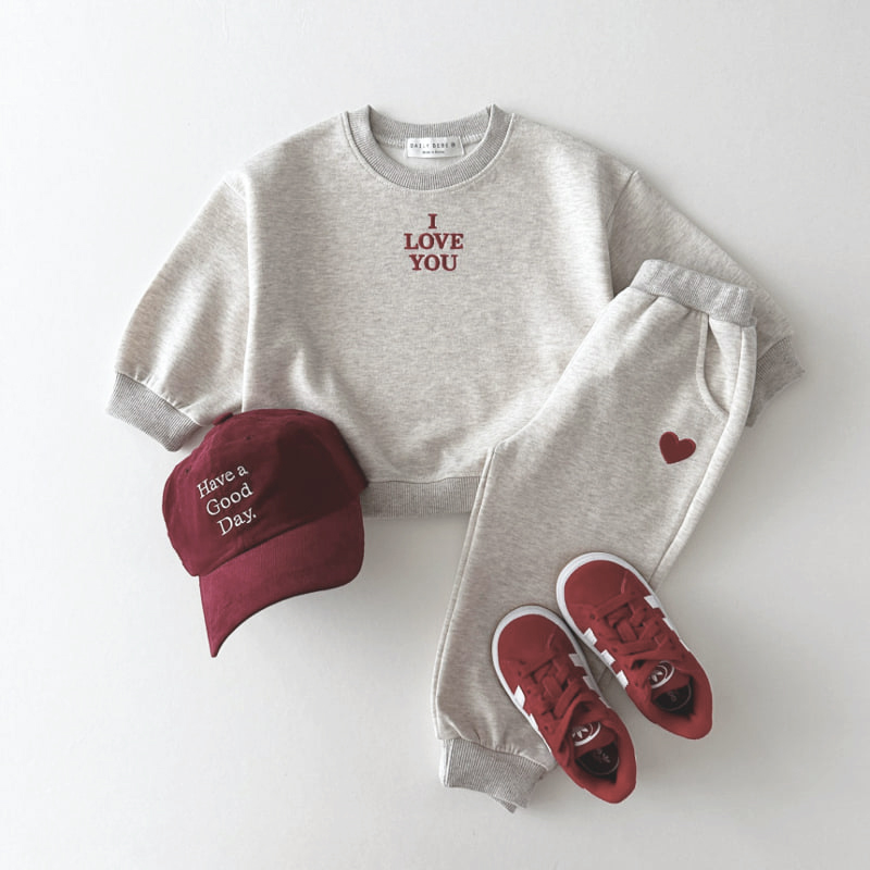 I LOVE YOU Embroidered Sweatshirt Pants Set