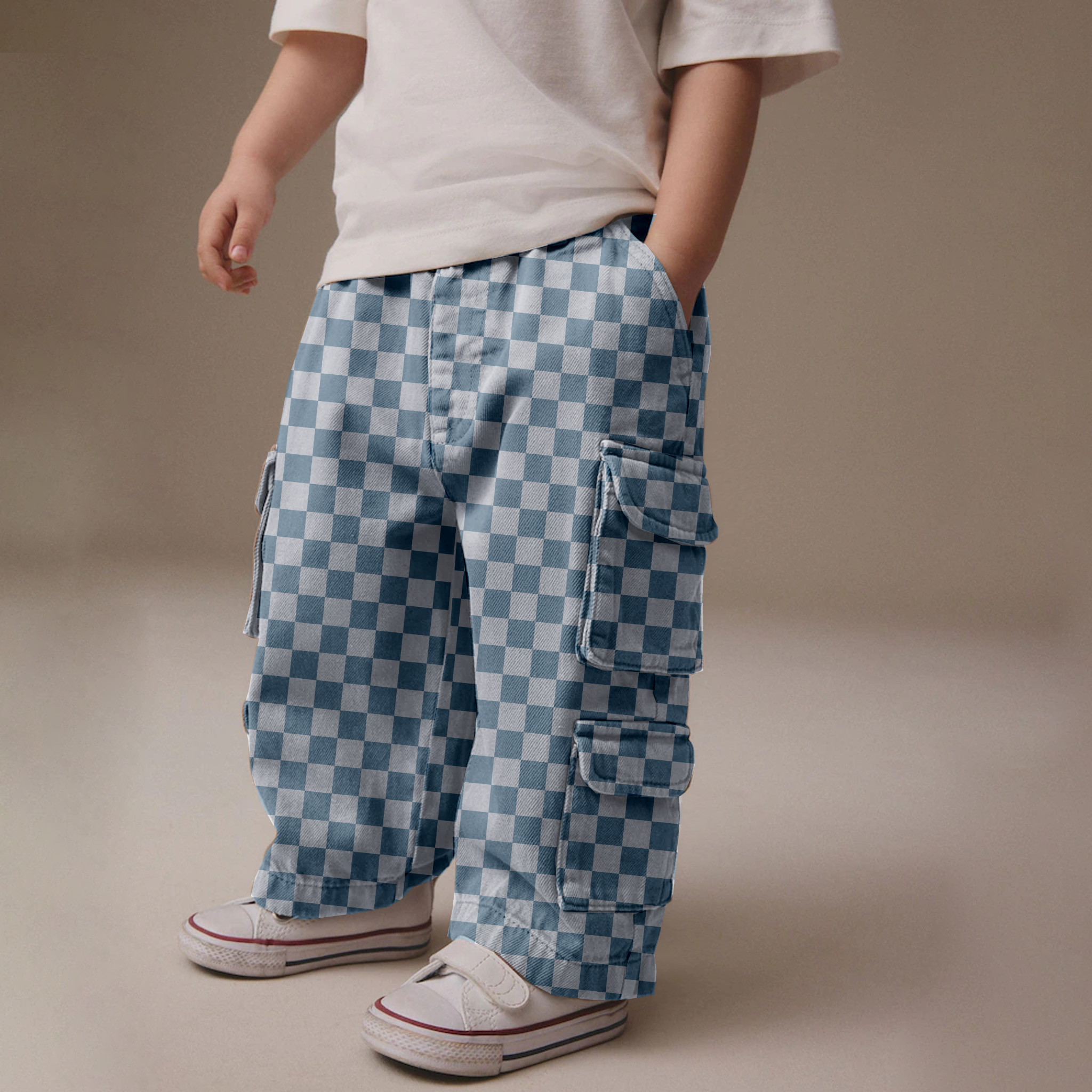 Baby & Kids Checkered Multiple Pockets Jeans