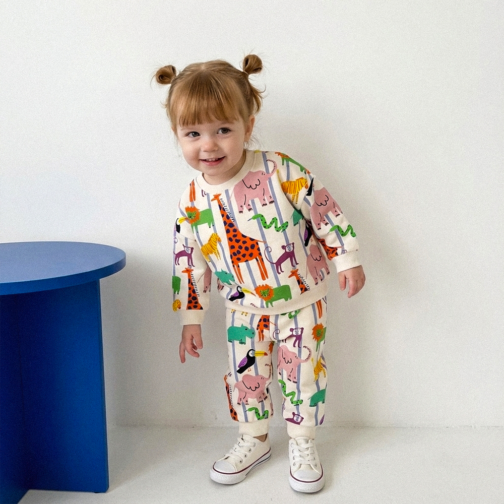 Baby Toddler Animals Stripe 2-Piece Set