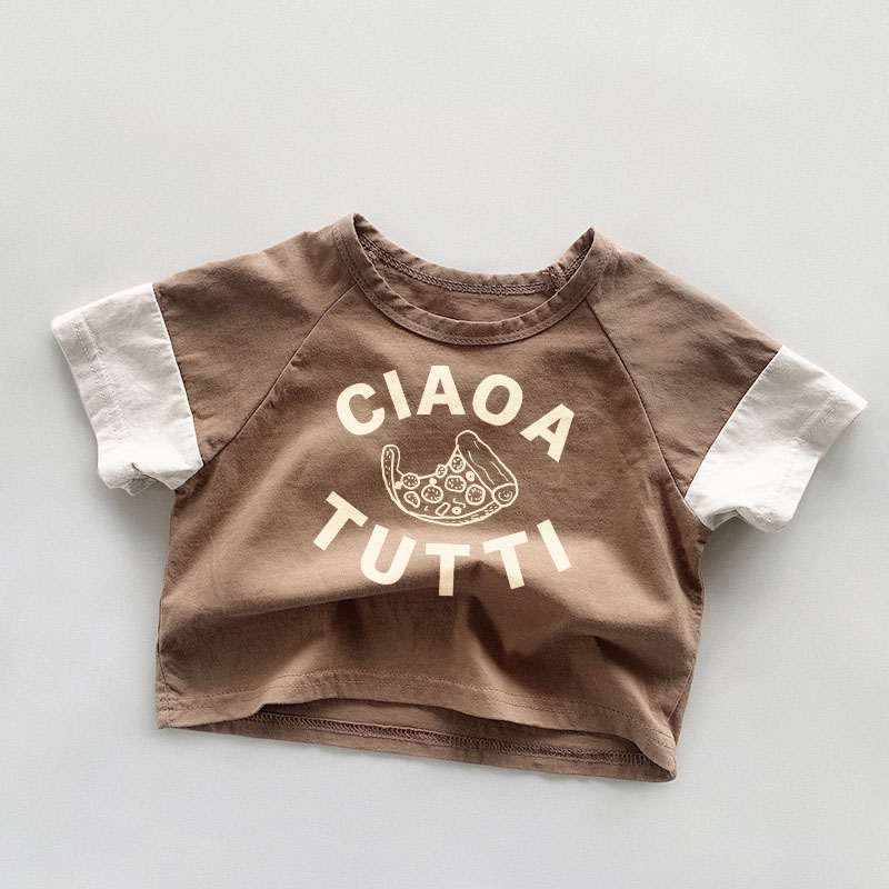 CIAO A TUTTI Baby & Kids Pizza Solid Color Casual T-Shirt