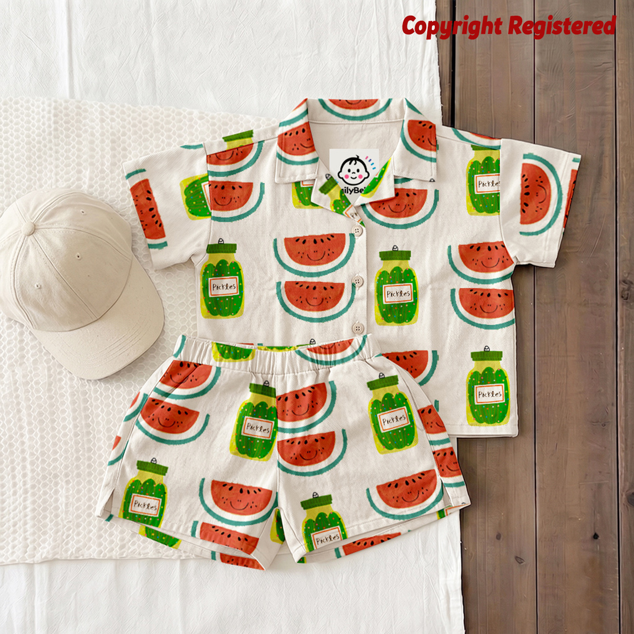 Baby & Kids Watermelon Cucumber Lapel Beach Sets