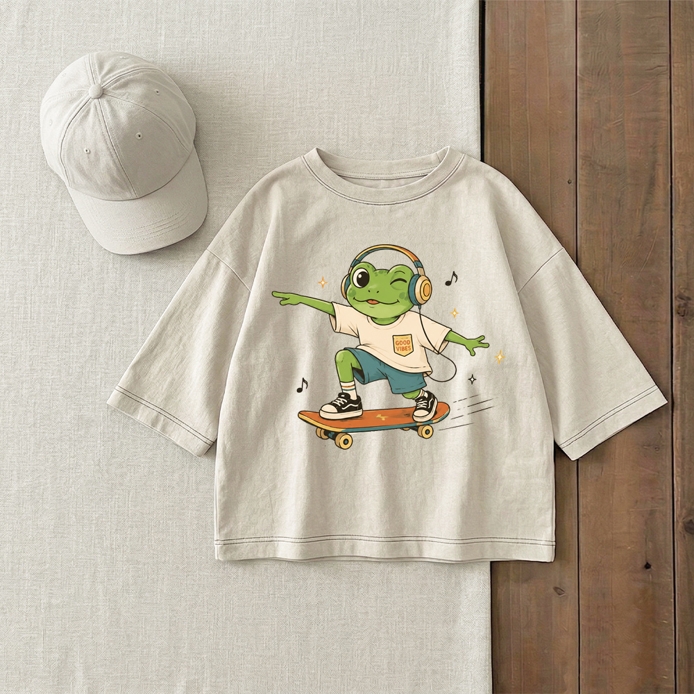 Baby & Kids Skateboarding Frog Music T-Shirt (6M-12Y)
