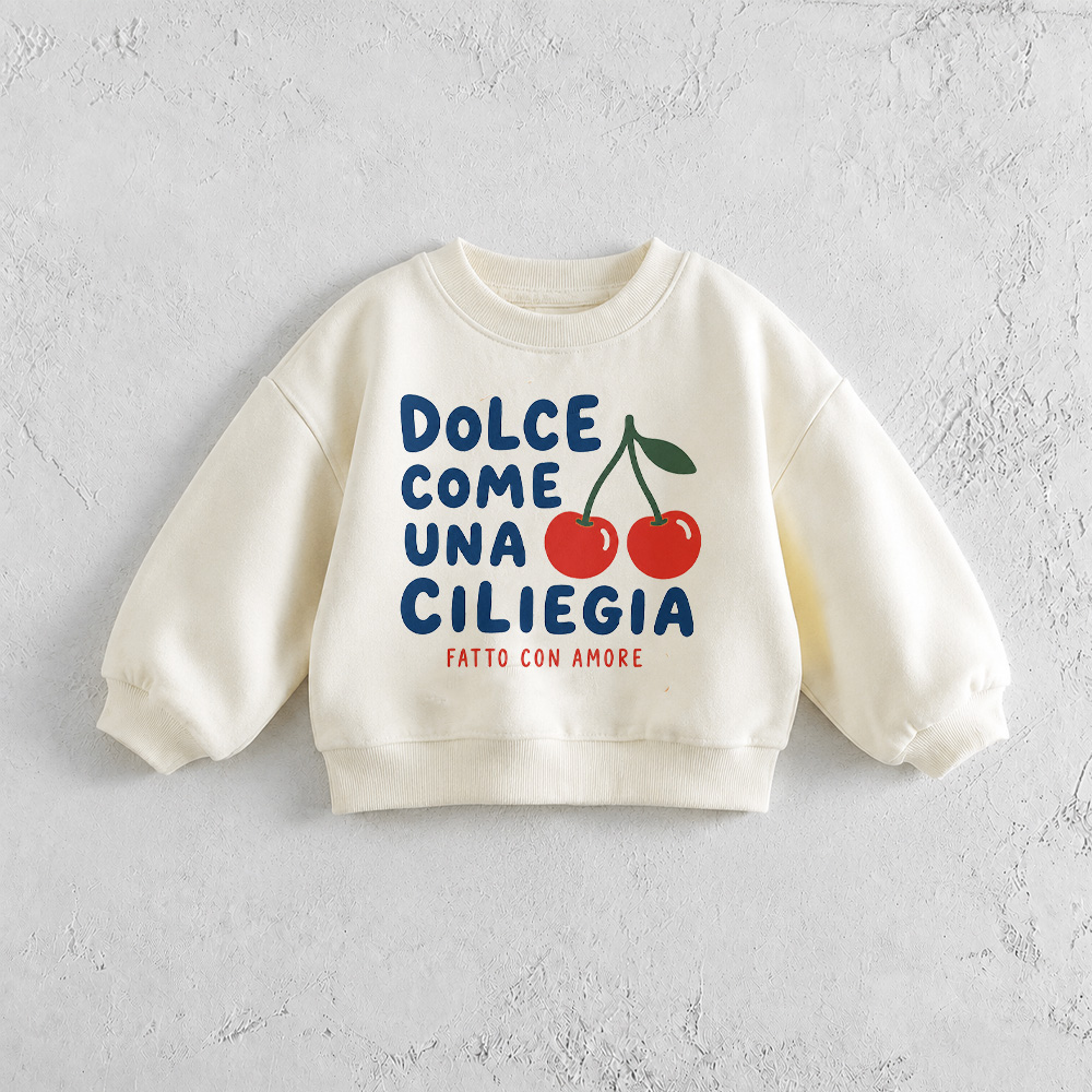 DOLCE COME UNA CILIEGIA Baby Toddler Pattern White Sweatshirt