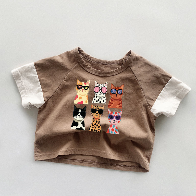 Baby & Kids Cat Solid Color Casual T-Shirt
