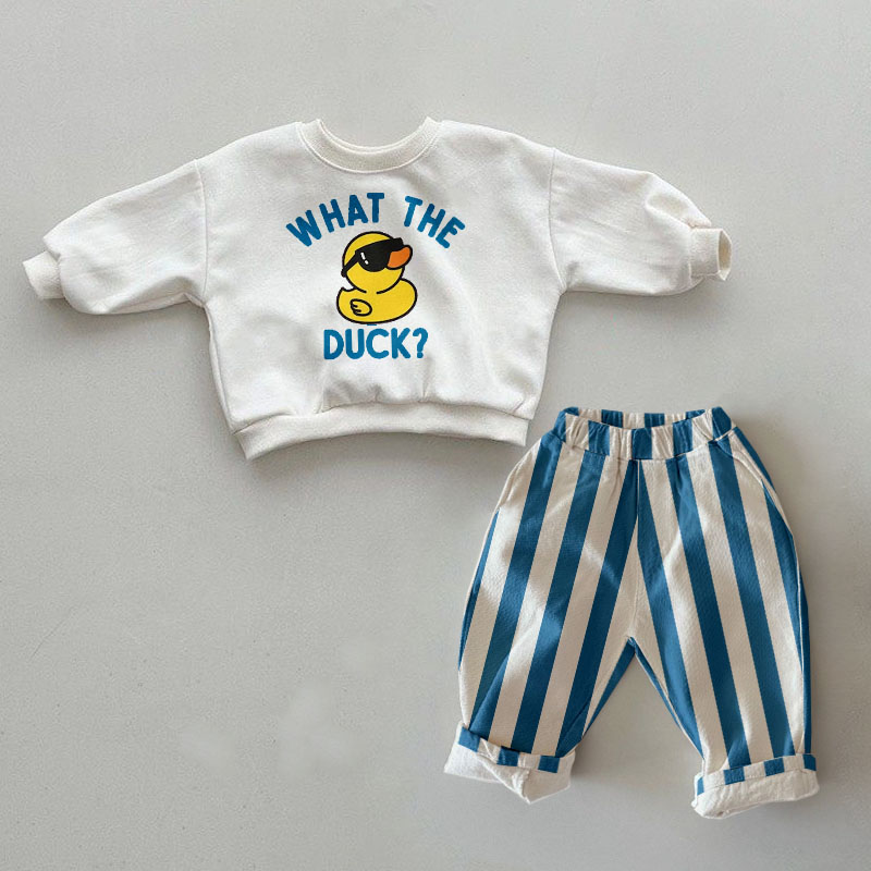 WHAT THE DUCK? Baby Toddler Pattern Casual Pants 2-Piece Set