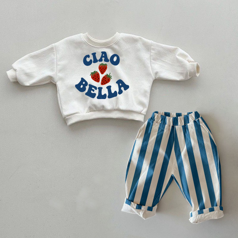 CIAO BELLA Baby Toddler Strawberry Pattern Casual Pants 2-Piece Set