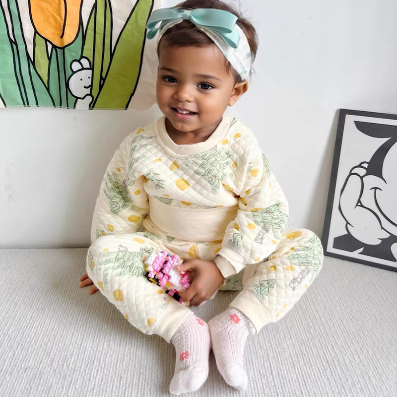 Baby 2 Piece Forest Pattern Quilted Pajamas Set 